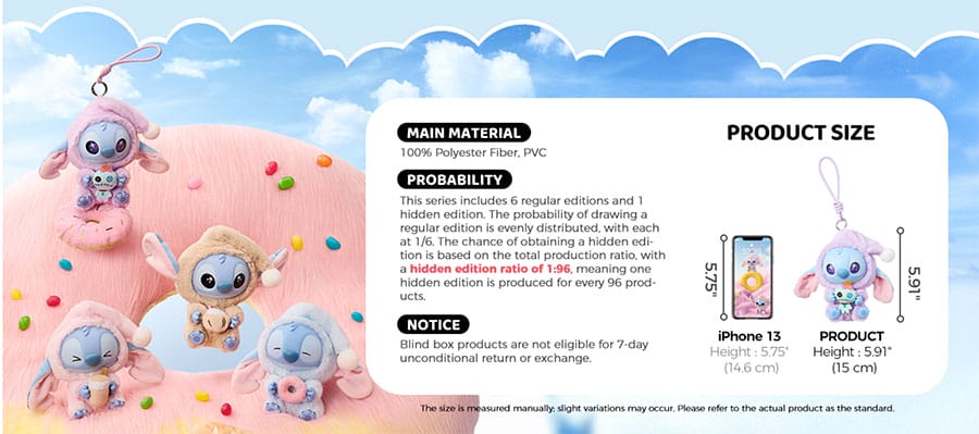 Angleške specifikacije Stitch Blind Box igrač Eat Something Before Sleep