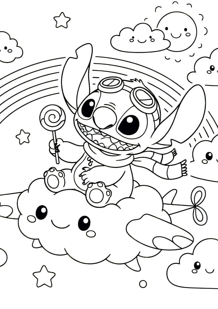 Stitch Pobarvanka Letenje z Oblaki