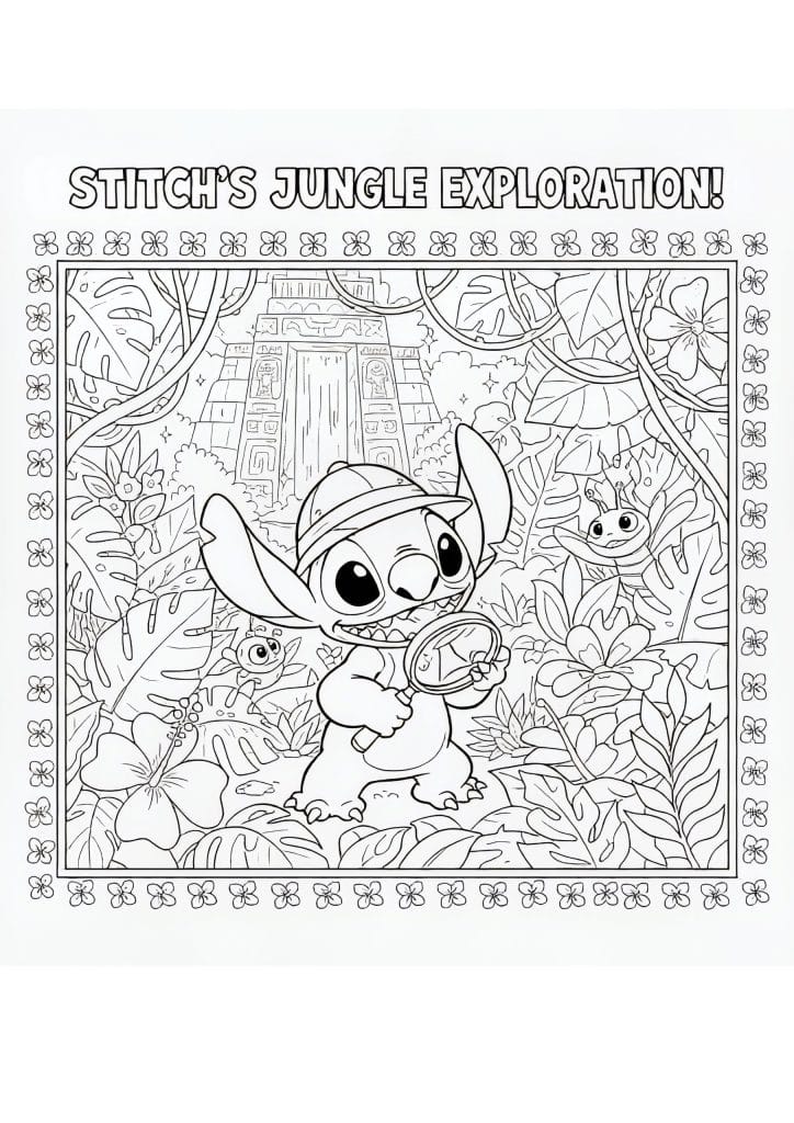 Stitch Pobarvanke Raziskujemo junglo